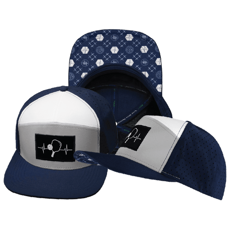 Pickleball Hat, Flat Bill, Snapback Hat, Navy, Gray, Whitee, Mens Hat, Womens Hat, Main Picture