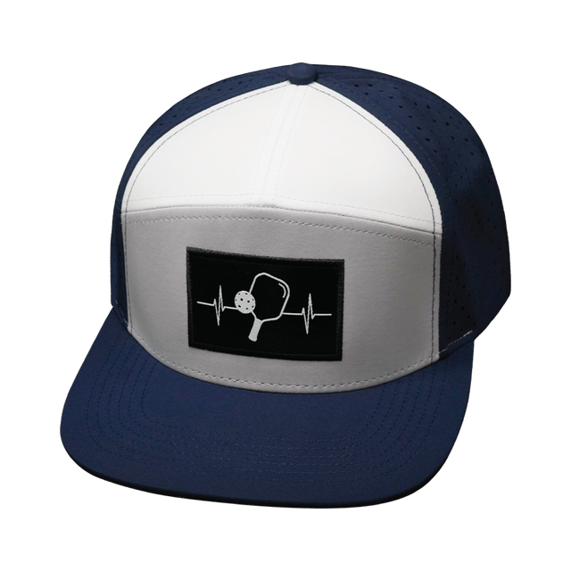 Pickleball Hat, Flat Bill, Snapback Hat, Navy, Gray, Whitee, Mens Hat, Womens Hat, Front Picture