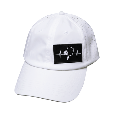 Pickleball Hat, Dad Hat, Ponytail, Snapback, White, Mens Hat, Womens Hat, Front Picture