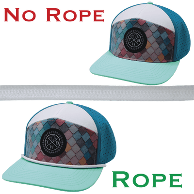 Hat Rope, White (Hat Not Included), shown without and with the hat rope