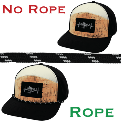 Hat Rope, Black / White, Dash (Hat Not Included), shown without and with the hat rope