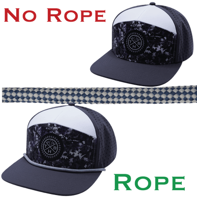 Hat Rope, White / Blue, Checkered (Hat Not Included), shown without and with the hat rope