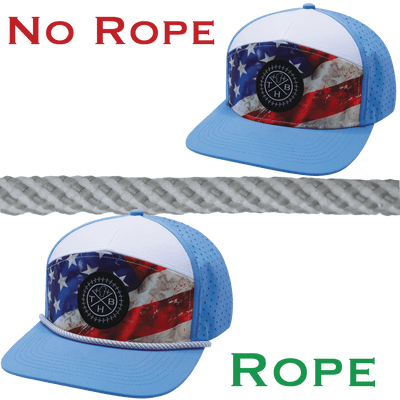 Hat Rope, Gray / White, Spiral (Hat Not Included), shown without and with the hat rope