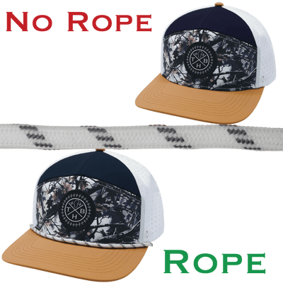 Hat Rope, White / Gray, Dash (Hat Not Included), shown without and with the hat rope