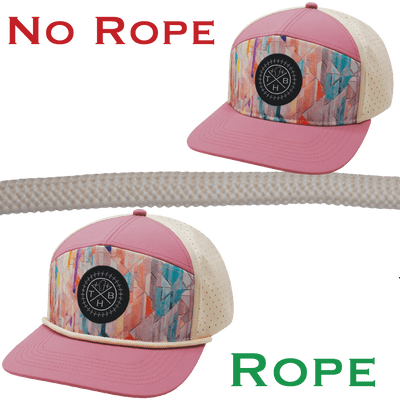 Hat Rope, Cream / White, Waves (Hat Not Included), shown without and with the hat rope