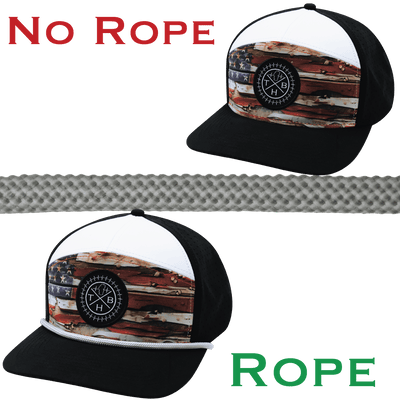 Hat Rope, Gray / White, Waves (Hat Not Included), shown without and with the hat rope