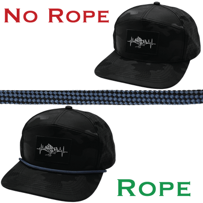 Hat Rope, Black / Blue, Checkered (Hat Not Included), shown without and with the hat rope