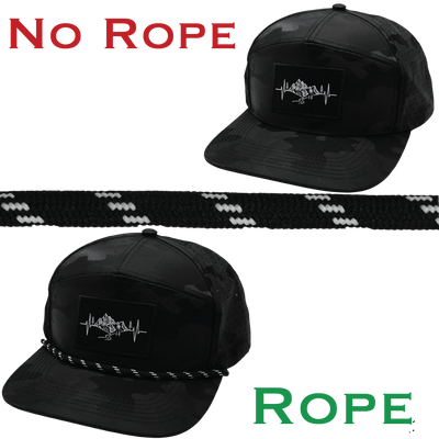 Hat Rope, Black / White, Dash (Hat Not Included), shown without and with the hat rope