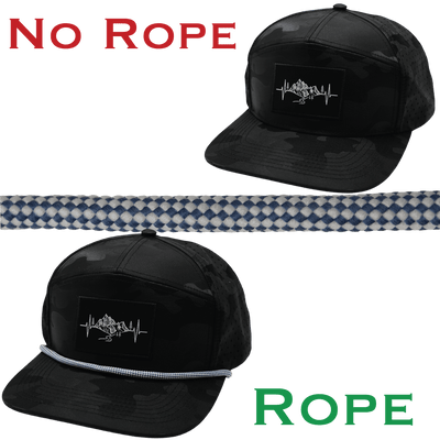 Hat Rope, White / Blue, Checkered (Hat Not Included), shown without and with the hat rope