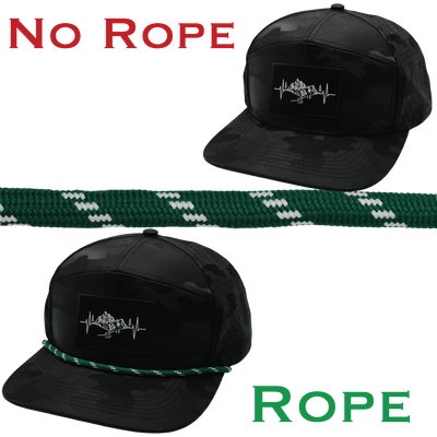 Hat Rope, Green / White, Dash (Hat Not Included), shown without and with the hat rope