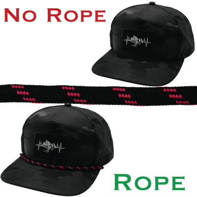 Hat Rope, Black / Neon Pink, Dash (Hat Not Included), shown without and with the hat rope