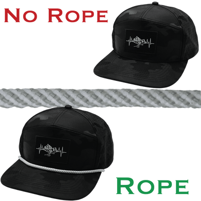 Hat Rope, Gray / White, Spiral (Hat Not Included), shown without and with the hat rope