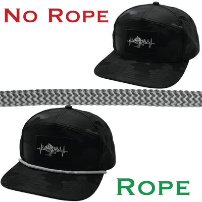 Hat Rope, Charcoal / White, Waves (Hat Not Included), shown without and with the hat rope