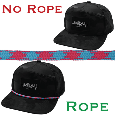 Hat Rope, Neon Blue / Neon Pink , Aztec (Hat Not Included), shown without and with the hat rope