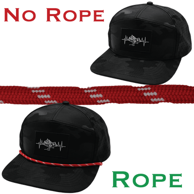 Hat Rope, Red / White, Dash (Hat Not Included), shown without and with the hat rope