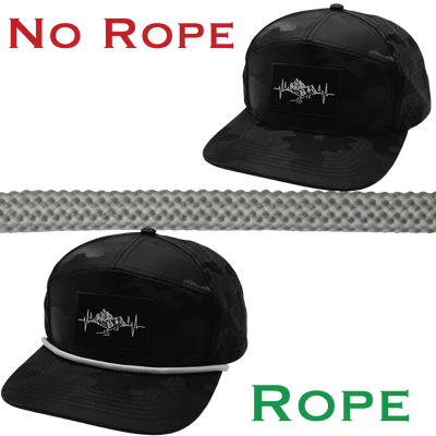 Hat Rope, Gray / White, Waves (Hat Not Included), shown without and with the hat rope