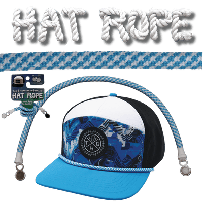 Hat Rope — Neon Blue / White, Pixels (Hat Not Included)