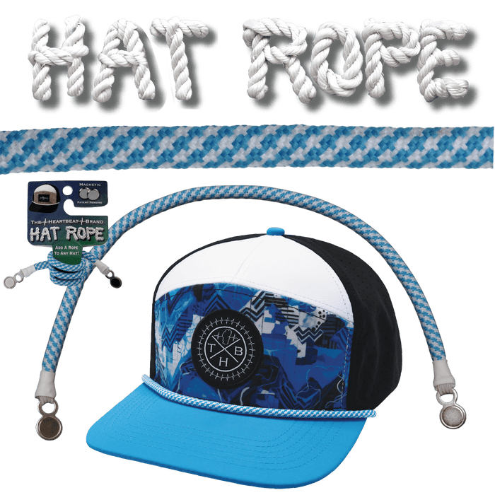 Hat Rope - Neon Blue / White - Pixels (Hat Not Included)