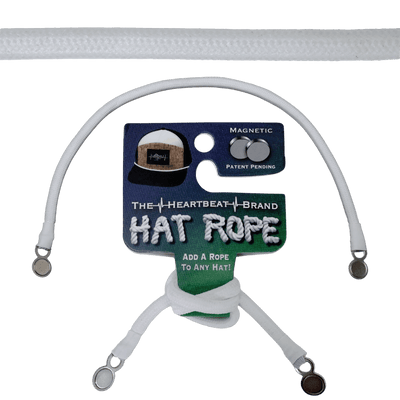 Hat Rope, White (Hat Not Included), features: the heartbeat brand, hat rope, magnetic, patent pending