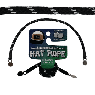 Hat Rope, Black / White, Dash (Hat Not Included), features: the heartbeat brand, hat rope, magnetic, patent pending