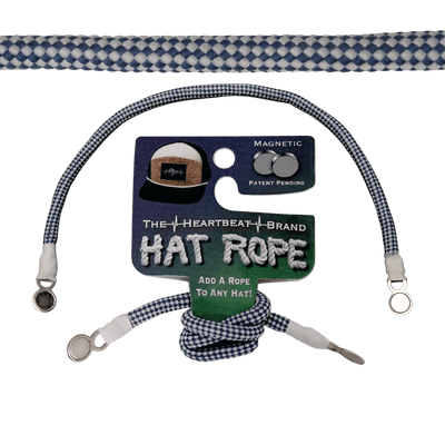 Hat Rope, White / Blue, Checkered (Hat Not Included), flat lay