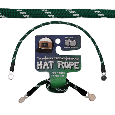 Hat Rope, Green / White, Dash (Hat Not Included), front view