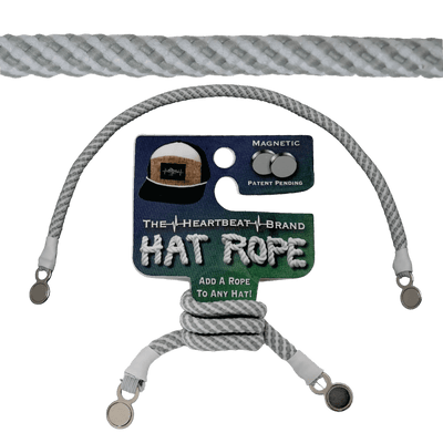 Hat Rope, Gray / White, Spiral (Hat Not Included), features: the heartbeat brand, hat rope, magnetic, patent pending