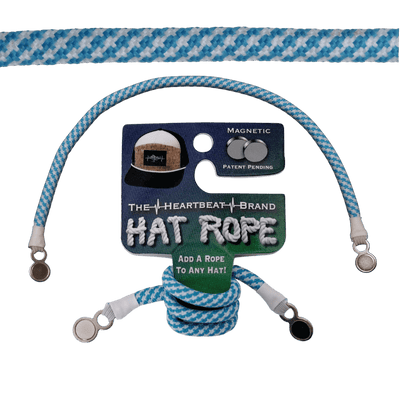 Hat Rope, Neon Blue / White, Pixels (Hat Not Included), features: the heartbeat brand, hat rope, magnetic, patent pending