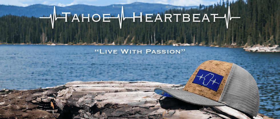 Tahoe-themed banner promoting heart health and wellness amidst scenic outdoor activities