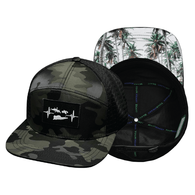 Virgin Islands Hat - Flat Bill - Green Camo / Black - Jersey Mesh