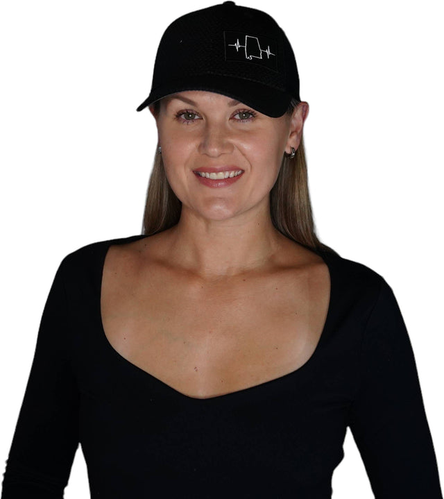 Alabama Hat, Athletiic Fit, Airmesh, Snapback Hat, Black, Mens Hat, Womens Hat, Woman In Hat Picture