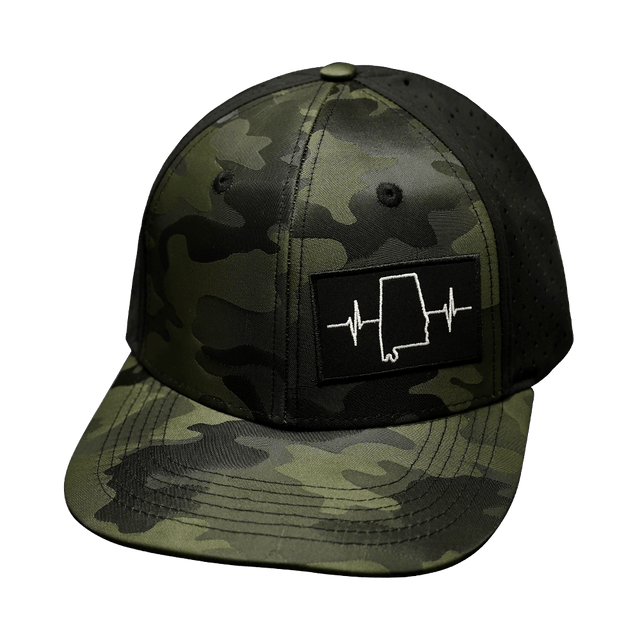 Alabama Hat, Baseball Hat, Snapback Hat, Green Camo, Black, Mens Hat, Womens Hat, Front Picture