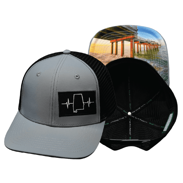 Alabama Hat, Baseball Hat, Snapback Hat, Gray, Black, Mens Hat, Womens Hat, Main Picture