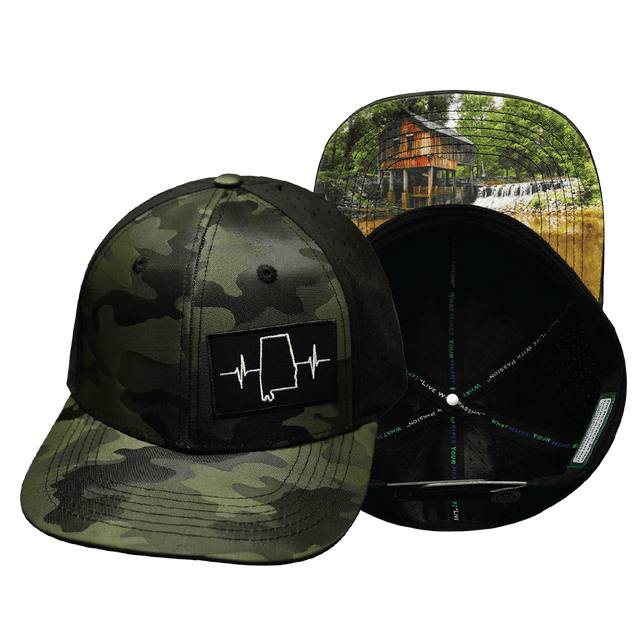 Alabama Hat, Baseball Hat, Snapback Hat, Green Camo, Black, Mens Hat, Womens Hat, Main Picture