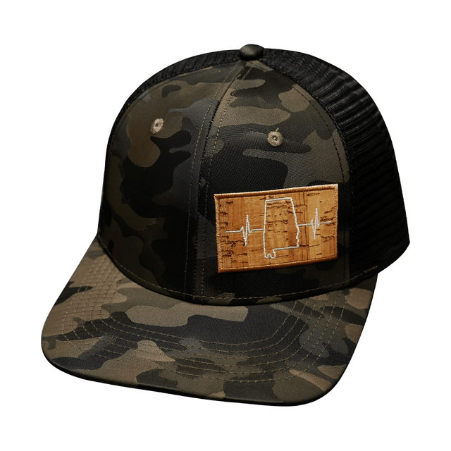 Alabama Hat, Baseball Hat, Snapback Hat, Tan Camo, Black, Mens Hat, Womens Hat, Front Picture