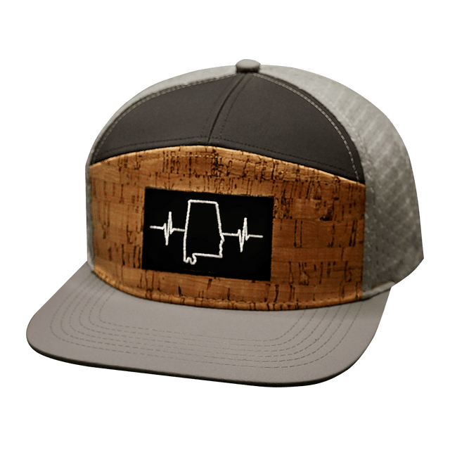 Alabama Hat, Flat Bill, Snapback Hat, Cork, Gray, Charcoal, Mens Hat, Womens Hat, Front Picture