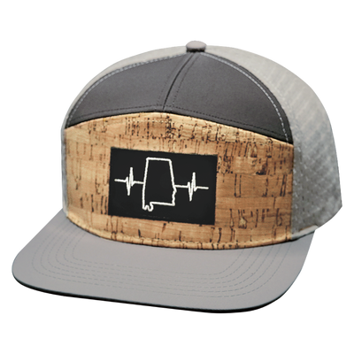 Alabama Hat, Flat Bill, Snapback Hat, Cork, Gray, Charcoal, Mens Hat, Womens Hat, Front Picture
