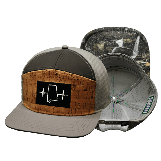 Alabama Hat, Flat Bill, Snapback Hat, Cork, Gray, Charcoal, Mens Hat, Womens Hat, Main Picture