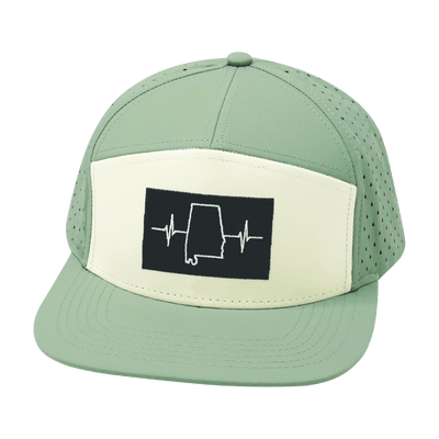 Alabama Hat, Flat Bill, Snapback Hat, Sage, Cream, Mens Hat, Womens Hat, Front Picture