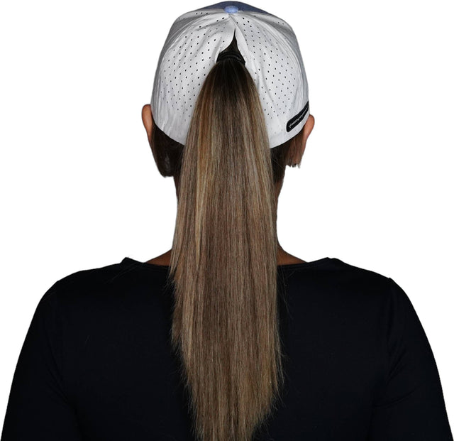 Alabama Hat, Low Profile, Ponytail, Snapback Hat, Light Blue, White, Mens Hat, Womens Hat, Ponytail Hole Woman In Hat Picture