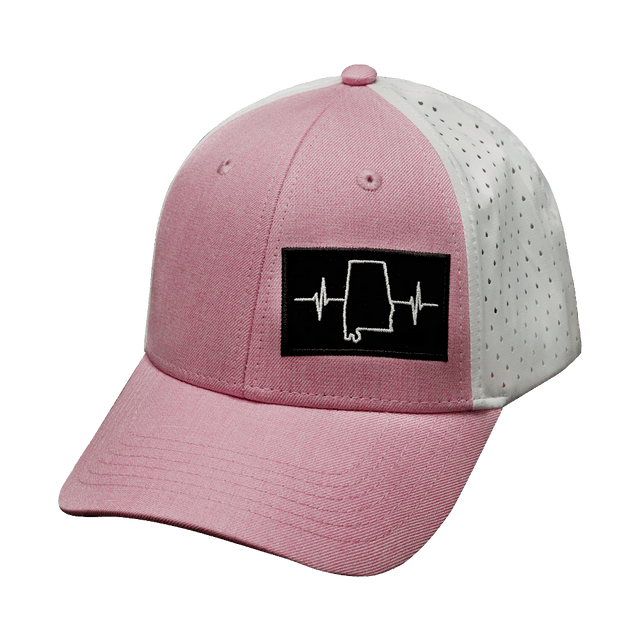 Alabama Hat, Low Profile, Ponytail, Snapback Hat, Pink, White, Mens Hat, Womens Hat, Front Picture