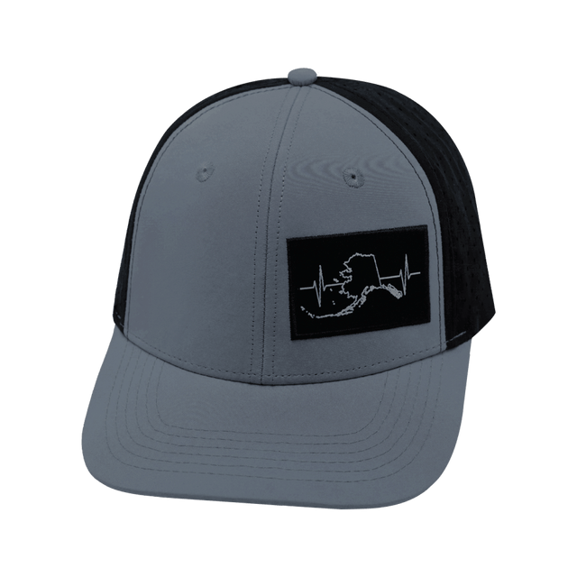 Alaska Hat, Baseball Hat, Snapback Hat, Gray Blue, Black, Mens Hat, Womens Hat, Front Picture