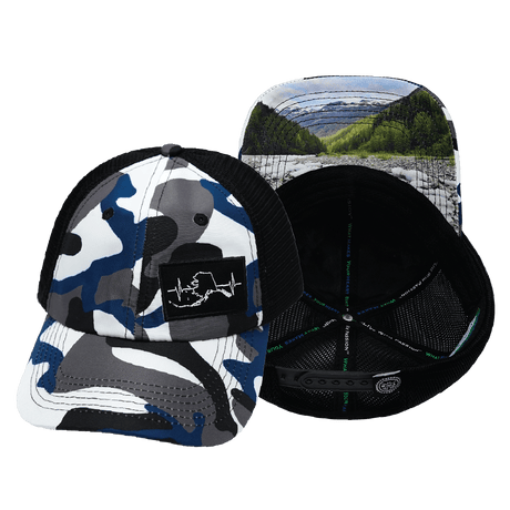 Alaska Hat, Dad Hat, Snapback, Camo, White, Gray, Blue, Black, Mens Hat, Womens Hat, Main Picture