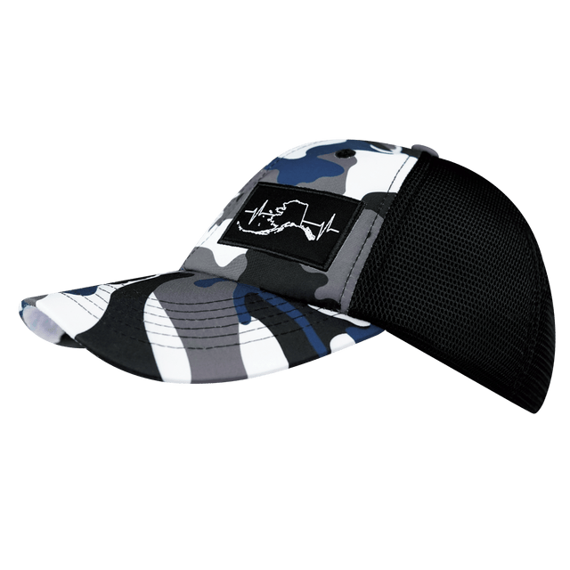 Alaska Hat, Dad Hat, Snapback, Camo, White, Gray, Blue, Black, Mens Hat, Womens Hat, Side Picture