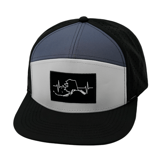Alaska Hat, Flat Bill, Snapback Hat, Black, Gray, Charcoal, Mens Hat, Womens Hat, Front Picture