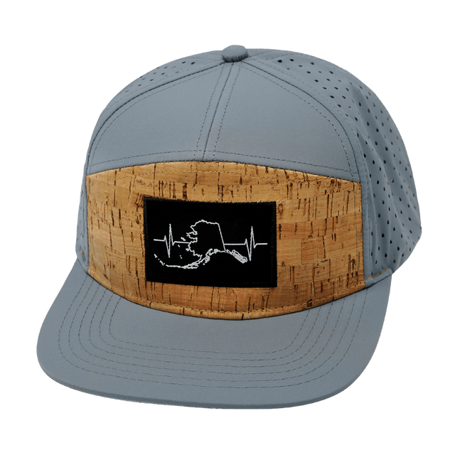 Alaska Hat, Flat Bill, Snapback Hat, Cork, Gray Blue, Mens Hat, Womens Hat, Front Picture