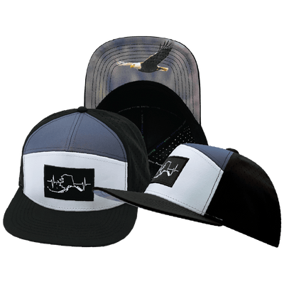 Alaska Hat — Flat Bill, Black / Gray / Charcoal, Laser Mesh