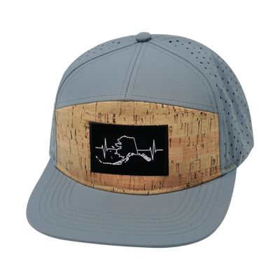 Alaska Hat, Flat Bill, Snapback Hat, Cork, Gray Blue, Mens Hat, Womens Hat, Front Picture
