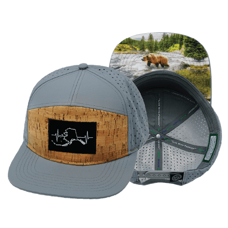 Alaska Hat, Flat Bill, Snapback Hat, Cork, Gray Blue, Mens Hat, Womens Hat, Main  Picture