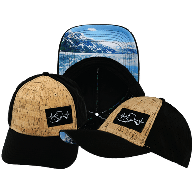 Alaska Hat — Low Profile, Ponytail, Cork, Black, Laser Mesh